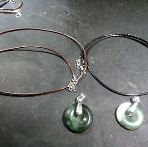 Jade jadite necklace pendant lot Japanese